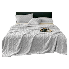 英式立體花羊羔毯, 淺灰色