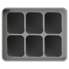 MOYUUM 白金矽膠副食品分裝盒 6格 特殊盒蓋雙層防漏圈設計 多用途製冰備料, 質感灰, 360ml, 1個
