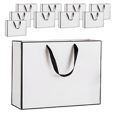 白色黑邊紙袋, 30 x 10 x 25cm, 橫款3號, 778g, 10個1包, 1包