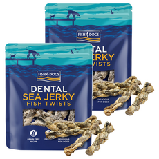 FISH4DOGS 海洋之星 潔牙魚皮點心 麻花捲, 100%魚皮烘烤, 無麩質, 富含Omega 3, DHA, EPA, 低熱量, 100g, 2包
