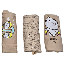 SDS-SHOW 天秤麻吉貓 小宇宙禮盒 包屁衣三件組, 0-6個月長袖+6-12個月短袖, 100%有機棉, 0~6個月長袖1件 長袖1件 + 6~12個月短袖1件, 十二星座圖 + 天秤好朋友麻吉貓 + 天秤麻吉貓