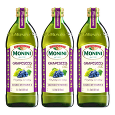 MONINI Oils 莫尼尼葡萄籽油 義大利原裝進口 富含維生素E 高發煙點 適合多種烹調方式, 3瓶, 1L