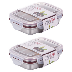 STENLOCK 史丹利 不鏽鋼長方形保鮮盒 3號, 2個容器 + 2個蓋子, 1組