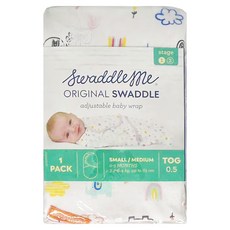 SwaddleMe 原創舒眠包巾, 可調節嬰兒包巾, 彩虹 + 小象, 1個