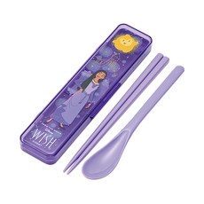 Skater 銀離子兒童餐具湯匙筷子組 附收納盒, 盒子188 x 47 x 18mm + 筷子/湯匙180mm, WISH, 1組