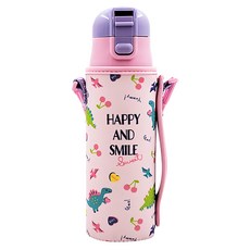 Skater 彈蓋式不鏽鋼保溫瓶 附保護套, 粉彩恐龍, 470ml, 1個