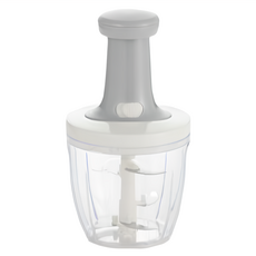 YOSHIKAWA 吉川 推壓式食物處理器 1L，輕鬆按壓，快速處理食材，透明容器設計, 5005175, 白,透明色