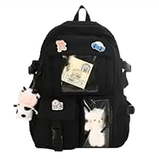 雙肩後背包 不含掛件, 黑色, 1個