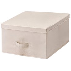 YOUFONE 日式無印棉麻布抽屜式可折疊收納箱, XL(40 x 40 x 25cm), 米色, 1個