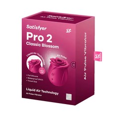 Satisfyer 愉悅新革命 Pro 2 Classic Blossom 拍打吸吮器 液態空氣技術 全矽膠 防水 (IPX7) 旅行尺寸, 1個, 玫瑰