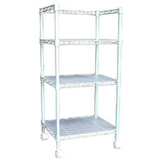 鋼鐵力士 護欄置物架 附PP板 + ㄇ框 + 滑輪 28x43x90公分, 綠色, 3層