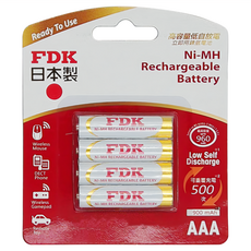 FDK 鎳氫充電池4號 AAA 900mAh, 4件, 1組