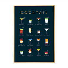 花式品飲 雞尾酒酒譜裝飾畫, 70 x 50cm, 金色