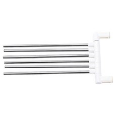 FANCY LIFE 旋轉毛巾架 6層 免釘安裝 不鏽鋼材質 浴室收納, 45 x 30 x 20cm, 銀色 + 白色, 1組