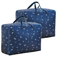 E.dot 防潑水牛津布衣物棉被防塵收納袋 寬開口設計 柔軟輕巧且耐磨, 藏青貓, 2組