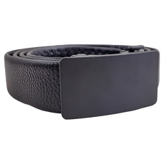 LIKEHOUSE 真皮頭層牛皮帶 男士合金自動釦皮帶 磨砂黑