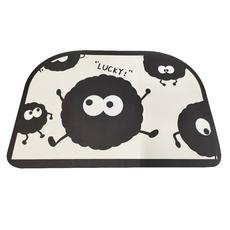 LUCKY 科技皮革吸水腳踏墊, 防滑橡膠墊底, 柔軟舒適, 瞬間吸水, 60 x 40cm, LUCKY黑嚕嚕