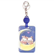 MICKEY MOUSE Ufufy系列伸縮滑蓋證件套, 11 x 7cm, 米奇米妮深藍, 1個