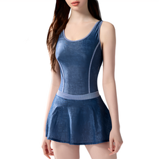 Summer love 夏之戀 連身帶裙 女款泳衣 附泳帽 活動式罩杯, 3L, S23701