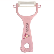 KyOCERa 京瓷 日本製 京瓷抗菌 凱蒂貓Kitty 陶瓷削皮器去皮器 T10-PK 14.5 x 8.1 x 1.8cm, 粉紅色, 1個