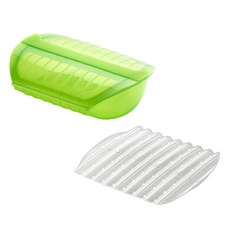 LeKue 微波蒸煮調理盒 附濾盤 1.4L 綠色 - 輕鬆健康蒸煮，單人小家庭適用, 1個