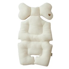 Chez bebe 嬰兒車莫代爾刺繡內墊 小熊款 象牙白 透氣舒適, 1個