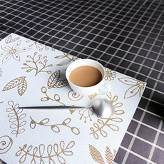 好物良品 高級印花防水PVC餐桌墊, 44 x 29cm, 白色夏日風清, 4個