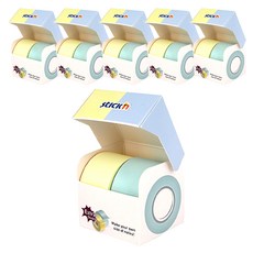 N次貼 可再貼紙捲便條 25mm x 10m 粉彩黃+粉彩藍 2捲 6組, 粉彩黃 + 粉彩藍, 6盒