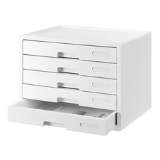 SYSmAX 彩色櫃子 寬 抽屜櫃 辦公室桌面收納 文件整理櫃, 5層, 白色