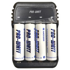 PRO-WATT 華志 鎳氫電池充電器 + 3號充電池 Set 5件組, 1組