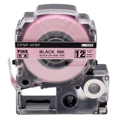 EPSON NEXTPAGE 副廠標籤帶 12mm LK-4PBP 適用於 EPSON 標籤機, 粉紅底黑字, 5m