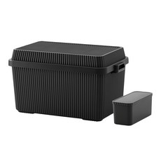 like-it 多功能直紋耐壓收納箱 附分隔盒, 酷岩黑, 1組
