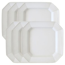 JUST HOME 霧悠陶瓷正方盤 8吋, 6個, 6個陶瓷正方盤, 柔霧白