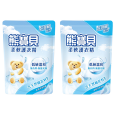熊寶貝 衣物柔軟精 補充包 純淨溫和, 柔軟精華, 去除汙漬, 消除異味, 無添加磷與螢光劑, 1.84L, 2包