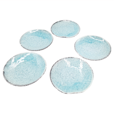 日本製 山窯淺盤組 5個入 日式餐具 精美點心盤, 1組, 藍色, 5件組點心盤