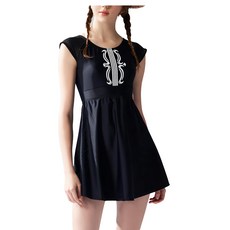 Summerlove 大女 連身帶裙泳衣（內為三角褲）X1+泳帽X1+（附活動式罩杯）, 2L, 黑色