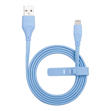 MOMAX Lightning 連接線 扁線 DL7 快速充電 數據同步 線材收納, 1m, 藍色, 1條