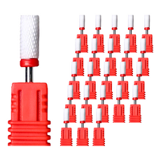 美甲陶瓷打磨頭 Set 6個 3/32" Large Barrel(F), 細磨紋圓柱平頭, 24個