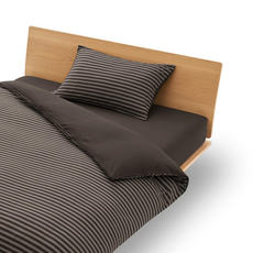 MUJI 無印良品 棉天竺被套, 棕條紋