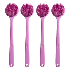 新升級好好握洗澡刷背刷 輕量款, 矽膠+尼龍材質, 粉紅佳人, 1支, 4支