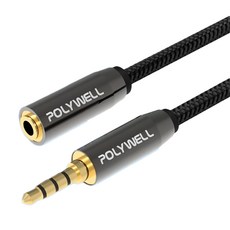 POLYWELL 寶利威爾 公對母 四極 50cm 3.5mm, PW15-W52-B010, 黑色, 1條