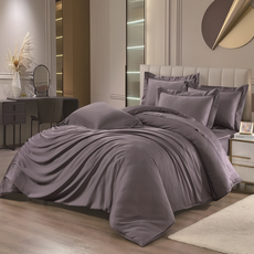 DESMOND 岱思夢 60支 素色100%天絲, 床包 + 枕套組, 雙人床包(188 x 152cm) + 薄枕套(75 x 45cm), 落日紫