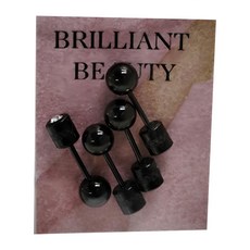 耀眼美人 小珠醫療鋼/鈦鋼後鋯石鎖式耳環 Set 4個 blacksteelballscrew 5MM 可碰水/不易氧化, 黑色