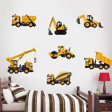 JB Design 童趣風壁貼 97 x 50cm DIY兒童房裝飾, 卡通工具車 黃色 + 黑色