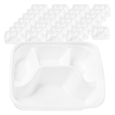 禾啟 37號植纖四分格餐盒 22.2 x 19.2 x 4cm 白色 750ml (50入)一次性餐盒, 6條