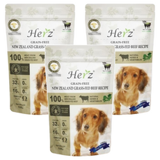 Herz 赫緻 乾飼料 輕巧包, 無穀紐西蘭草飼牛, 100g, 3包