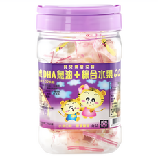 聰明虎 DHA魚油+綜合水果QQ軟糖, 水果口味, 營養豐富, 150g, 1罐