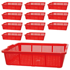 百貨 King 320公文林 置物籃 收納籃 PP材質 台灣製造, 27 x 23 x 8.5cm, 紅色, 12個