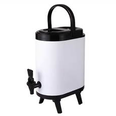 Hesii 橢圓形保溫茶桶 8L 純白色 - 大容量保溫壺, 簡約設計, 冷熱皆宜, 1個