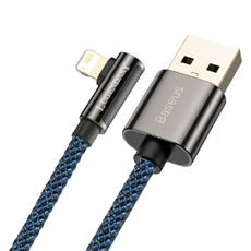 Baseus 倍思 傳說系列 彎頭 iOS 快充數據線 USB to Lightning 2.4A, 1m, 藍色, 1個